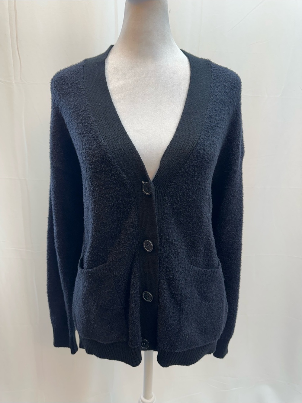 Joie Black V-Neck Cozy Button Cardigan S